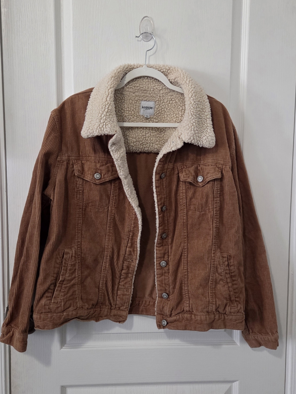 Kensie Brown Corduroy Sherpa-Lined Jacket